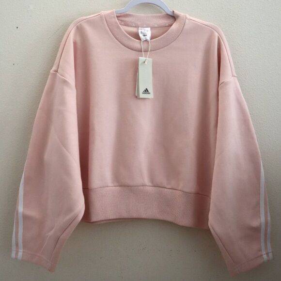Adidas IW5257 Women's Sz M Sandy Pink Future Icons 3-Stripes Sweatshirt - Picture 1 of 7